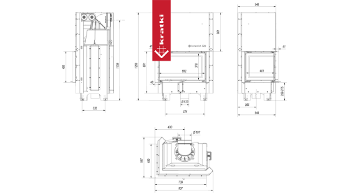 Топка Kratki PRO MBM/L/BS/G угловое стекло слева, гильотина