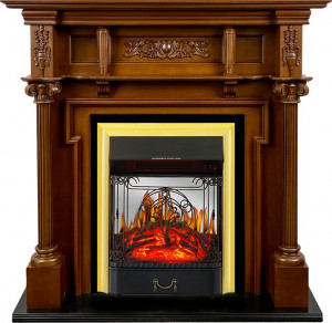 Каминокомплект Oxford - Орех с очагом Majestic FX M Brass