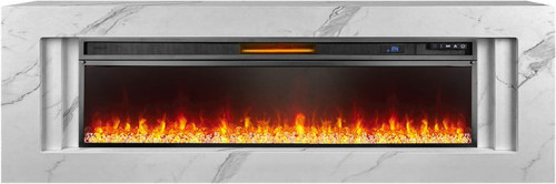 Каминокомплект Line 60 SFT White Marble (Разборный) - Белый мрамор с очагом Vision 60 LED