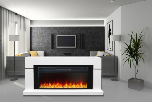 Каминокомплект Lindos - Алебастр (Высота 915 мм) с очагом Dioramic 26 LED FX