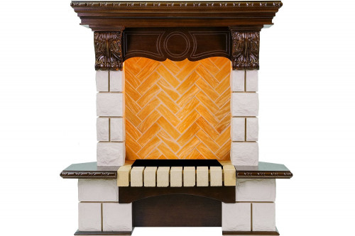 Каминокомплект Pierre Luxe - Темный дуб / Шампань (Высота 975мм) с очагом Cassette 400 NH