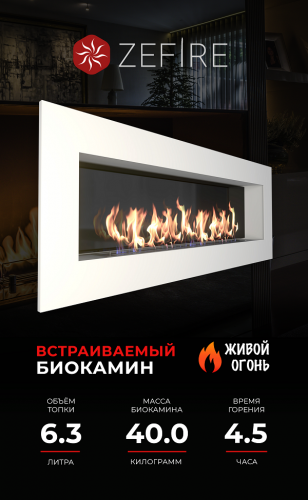 Биокамин Elliot 1800 белый со стемалитом (ZeFire)