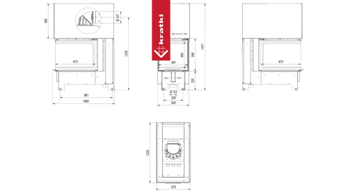 Топка Kratki PRO NBU 11 три стекла, гильотина