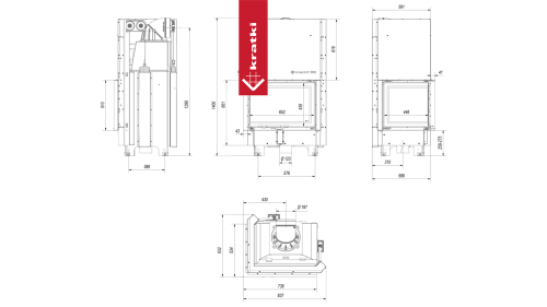 Топка Kratki PRO MBZ/L/BS/G угловое стекло слева, гильотина