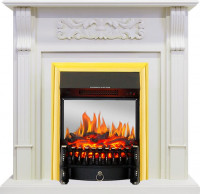 Каминокомплект Venice - Фактурный белый с очагом Fobos FX M Brass