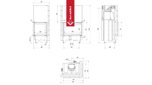 Топка Kratki PRO MBZ/P/BS/G угловое стекло справа, гильотина