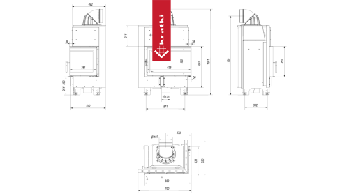 Топка Kratki PRO MBM/P/B угловое стекло справа