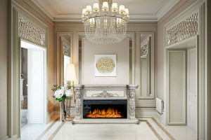 Каминокомплект Windsor 60 - Слоновая кость с темной патиной с очагом Vision 60 LED