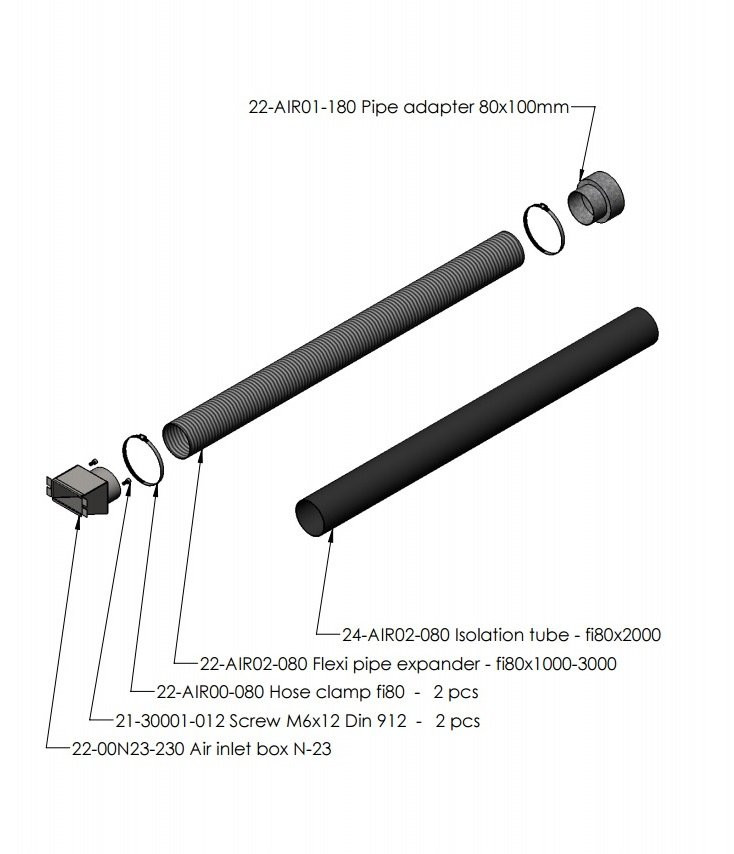 Комплект притока воздуха (Air inlet set 80 mm N23G 096978) Комплект притока воздуха (Air inlet set 80 mm N23G 096978)