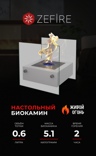 Биокамин Rubicon белый (ZeFire)