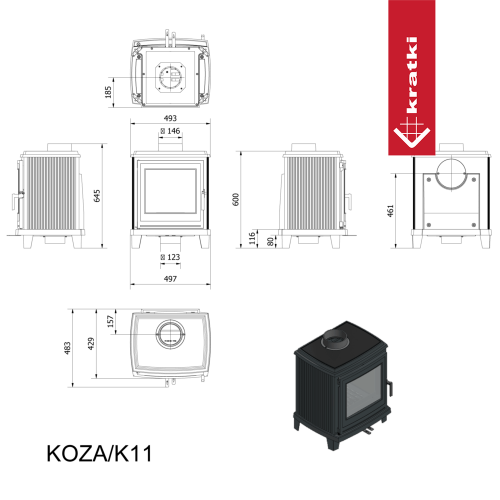 Печь Kratki PRO KOZA K11
