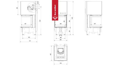 Топка Kratki PRO NBC 8 три стекла, гильотина