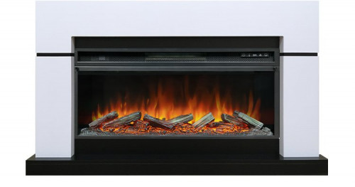 Каминокомплект Lindos V42 SFT (Разборный) - Белый с черным (Ширина 1470мм) с очагом Vision 42 LOG LED