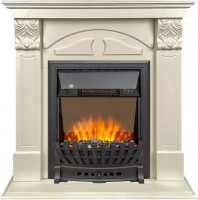 Каминокомплект Dublin (деревянный) RUSTIC (Разборный) - Слоновая кость с очагом Aspen Black