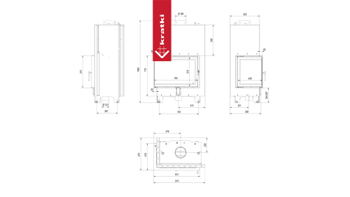 Топка с теплообменником Kratki PRO MBA/PW/17/L/BS/W угловое стекло слева
