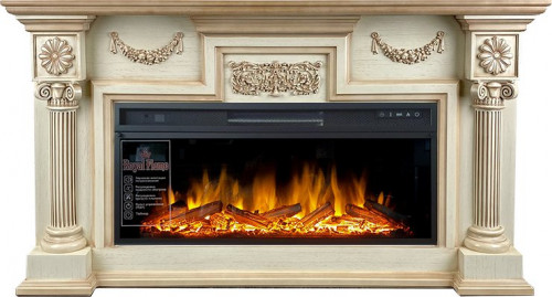 Каминокомплект London - Слоновая кость с патиной (Ширина 1490 мм)  с очагом Vision 42 LOG LED