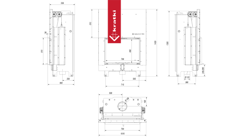Топка с теплообенником Kratki PRO MBA/PW/17/G/W гильотина