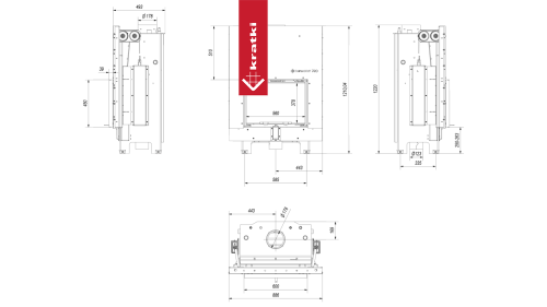 Топка c теплообменником Kratki PRO MBM/PW/10/G/W