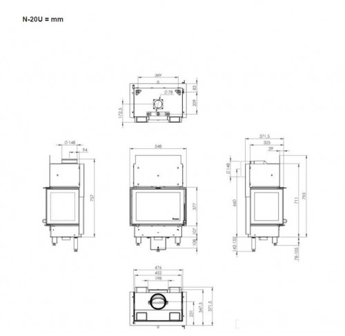 Печь-камин Nordpeis Box Black + топка N-20U