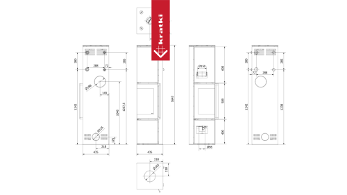 Печь Kratki PRO TORA/L 8 кВт, белое стекло