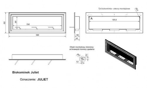 Биокамин Kratki JULIET/1800 TUV (1800x650)