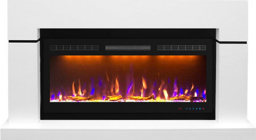 Каминокомплект Lindos - Белый с черным (Ширина 1470мм) с очагом Crystal 40 RF