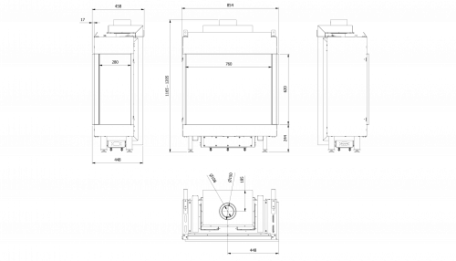 Топка газовая Kratki PRO LEO/P/76/62/G20, магистральный газ